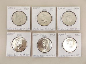 lot 70 image: Lot of 6 High Grade U.S. Mint Kennedy Half Dollars