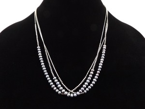 lot 53 image: .925 Sterling Silver Genuine Black Pearl 3 Strand Necklace