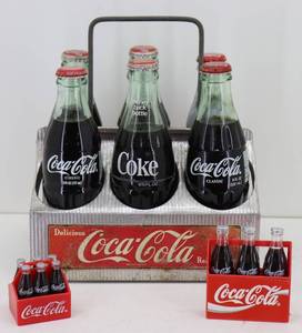 6 Pack Coke Coke Bottles, Tray & Magnets