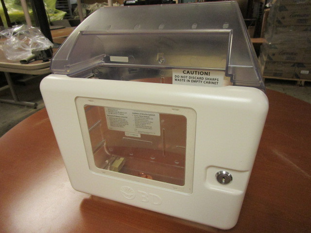 lot 261 image: B&D SMALL, LOCKING, SHARPS COLLECTOR, WALL MOUNT CABINETS - NEW
