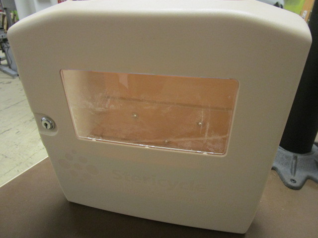 lot 258 image: LOCKING STERICYCLE SHARPS ENCLOSURE CABINETS FOR 3 GALLON SHARPS CONTAINERS