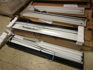 lot 413 image: STEELCASE FLUORESCENT SHELF LIGHTS, LIGHT CORP. FLUORESCENT TASK LIGHTS - NEW