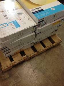 PALLET WITH 13 MOEN BATRHOOM MIRRORS CUSTOMER RETURNS