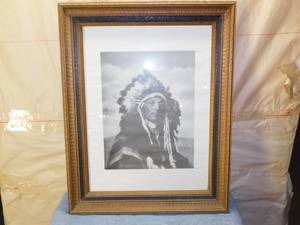 lot 107 image: Framed Native American Chief Redshirt Picture