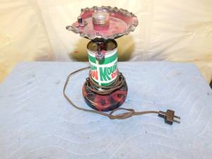 lot 163 image: Tramp Art, Steam Punk Mountain Dew Lamp