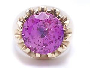 lot 4A image: Stunning Mens 11.61 Carat Color-Changing Sapphire Custom Estate Ring in Heavy Yellow Gold