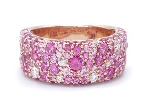 lot 5 image: Gorgeous Ladies Mosaic Natural Pink Sapphire and Diamond Ring in 14k Rose Gold
