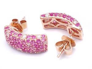 lot 6 image: Gorgeous Ladies Mosaic Natural Pink Sapphire and Diamond Earrings in 14k Rose Gold