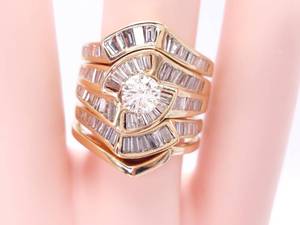 lot 8 image: Huge 3.5 Carat Custom Diamond Estate Ring Set in 14k Yellow Gold - $14,750