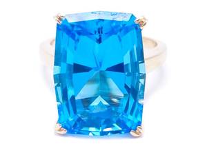 lot 11 image: Breathtaking 19 Blue Topaz Estate Ring in 14k Yellow Gold