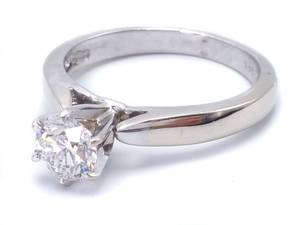 lot 13 image: Beautiful .75 Carat Diamond Ladies Tiffany Style Solitaire Estate Ring in 14k White Gold - $4250