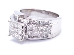 lot 14 image: 2 Carat Invisible Set Diamond Estate Ring in Heavy 14k White Gold - $4250