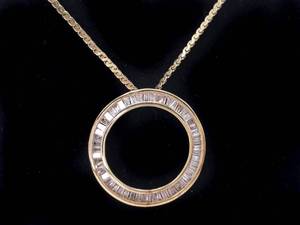 lot 15A image: Elegant and Modern Diamond Estate Circle Necklace in 14k Yellow Gold - $2875