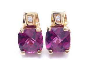 lot 17B image: Impressive Tourmaline and Diamond Estate Earrings in 14k Yellow Gold - $1650