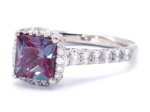 lot 4 image: 2.45 Carat Tacori Signed Alexandrite and Diamond Estate Ring in 18k White Gold