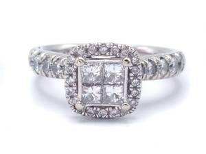 lot 18 image: Brilliant 1 Carat Diamond Halo Estate Ring in 14k White Gold - $3895