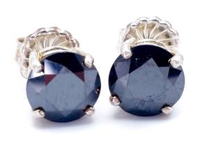 lot 22 image: 3.4 Carat Black Diamond Stud Estate Earrings