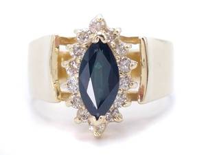 lot 23 image: 1.35 Carat Blue Sapphire and Diamond Estate Ring in a Heavy 14k Gold Cathedral Setting - $3199