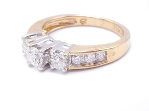 lot 24 image: 1 Carat Past, Present, and Future Diamond Estate Ring in 14k Yellow Gold - $4750