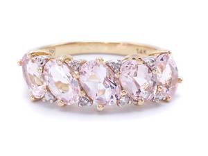lot 27A image: Beautiful Pink Morganite and Diamond Estate Ring in 14k Yellow Gold