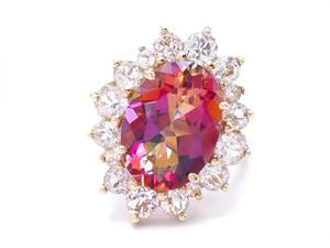 lot 41A image: Spectacular Color Changing Mystic Topaz Estate Ring in Yellow Gold