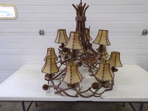 Fantastic Cast Metal Pine Twig Chandelier