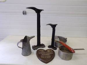 Vintage peddlers Cast Iron Stands, Cast Iron Memorial and more.