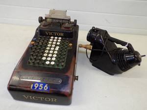 Vintage Victor Adding machine and Magmajector overhead viewing machine