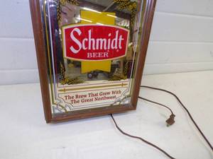 Lighted  Schmidt Beer Lighted Sign  Clock Tested and works