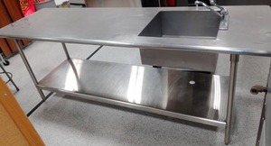 lot 218 image: Stainless Prep table w Sink. Great for fish and game cleaning