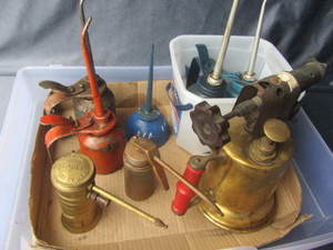 lot 259 image: Brass Torch, Oil Cans