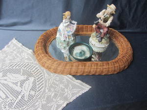 lot 274 image: Wicker Mirror, Figures, Crocheted