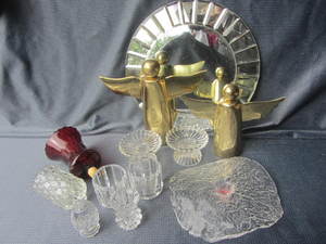 lot 250 image: Mirror, Candle Holders, Brass Angels
