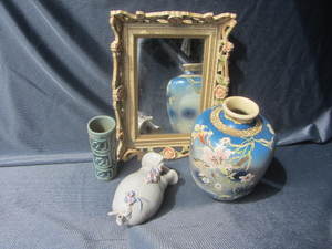 lot 192 image: Mirror & Vases