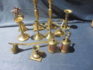 lot 199 image: Candle Stands & Snuffer, Bell