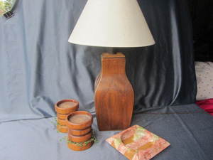 lot 156 image: Wooden Lamp, Marble Ashtray