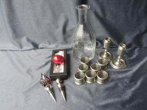 lot 161 image: Wine Stoppers, Pewter Napkin Rings