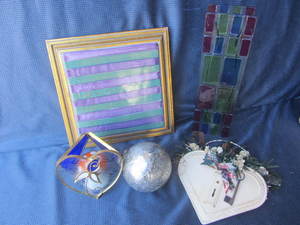 lot 175 image: Framed Tile, Vase, Votive