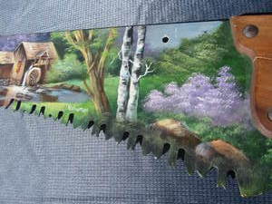 lot 34 image: Hand Painted Saw Blade