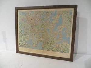 VINTAGE Geological Survey Map of Minnesota Lakes in Wooden Frame