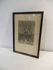 VINTAGE Signed Drawing The ChapelKings College Cambridge