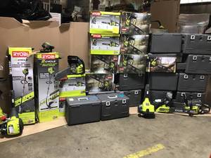 lot 5 image: Pallet of assorted Ryobi Outdoor Tools various models and conditions customer returns