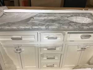 lot 18 image: Home Decorators Windlowe Carrera Bath Vanity Top Double Sink Wood Marble Transitional White damage top review pictures