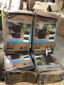 lot 22 image: Lot of assorted Outdoor items such as aTrash Hideaways. Hose hideaway plus storage bins missing covers