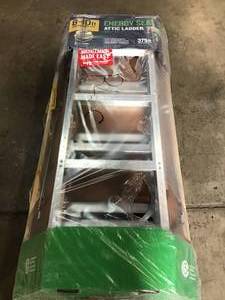 lot 38 image: Werner Attic Ladder 375 lb. Maximum Load Capacity Energy Seal Aluminum New