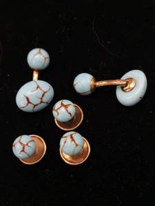 lot 25 image: Light Blue and Brown Shirt and Sleeve Cuff Links