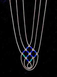 lot 33 image: Liquid Sterling Silver Blue and Green Lapis 10 Inch Necklace