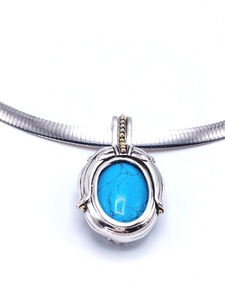 lot 50 image: Turquoise Pendant with Silver and Gold Sided Necklace