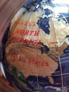 lot 19 image: Polished Gemstone Inlaid Globe