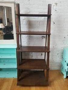 lot 8 image: Dark Finish Stepped Ladder Shelving Unit